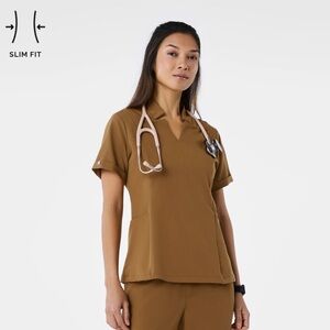 Figs Women's Inala Slim Scrub Top Earth/ Light Brown/ Tan